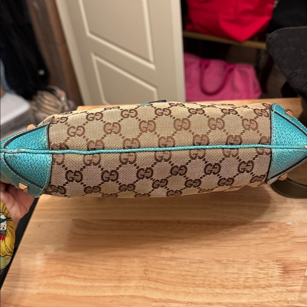 AUTHENTIC Gucci Tan and Teal Jackie Shoulder Bag - Picture 12 of 12